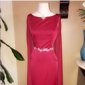 Adrianna Papell red cap evening gown